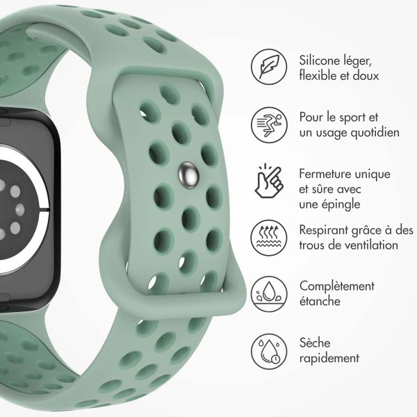imoshion Bracelet Sport⁺ en silicone Apple Watch | 38/40/41/42 mm - Taille S/M - Light Green & Green