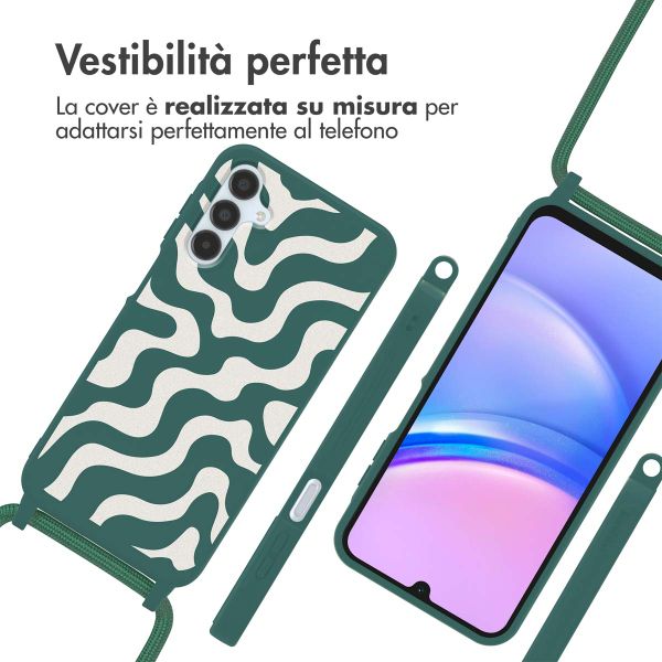 imoshion Coque design en silicone avec cordon Samsung Galaxy A15 (5G/4G) - Petrol Green Groovy