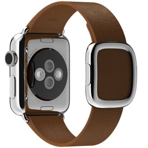 Apple Bracelet Leather Band Modern Buckle Apple Watch | 38/40/41/42 mm - Taille S - Marron