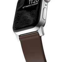 Nomad Bracelet moderne en cuir Apple Watch | 44/45/46/49 mm - Brown / Silver