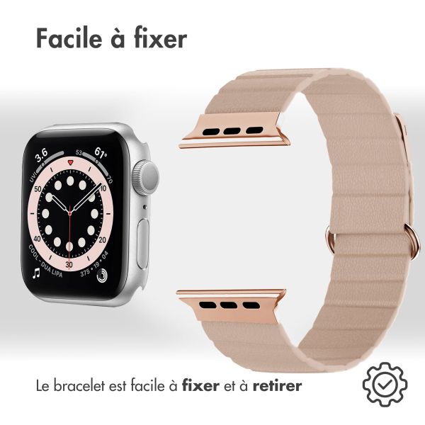 imoshion Bracelet en cuir magnétique Apple Watch | 38/40/41/42 mm - Beige