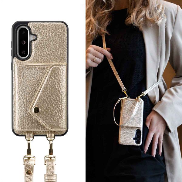 Selencia Coque de télephone Sera avec cordon et porte-cartes enveloppe Samsung Galaxy A36 / A56 - Champagne