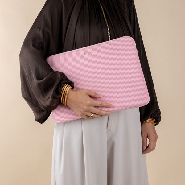 Selencia Pochette ordinateur Corduroy 13-14 pouces - Soft Blush