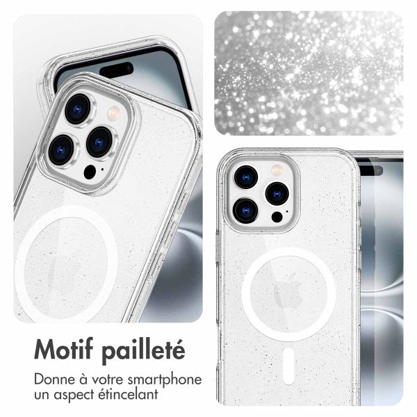 imoshion Coque Pailletée avec MagSafe Apple iPhone 16 Pro Max - Paillettes Transparent