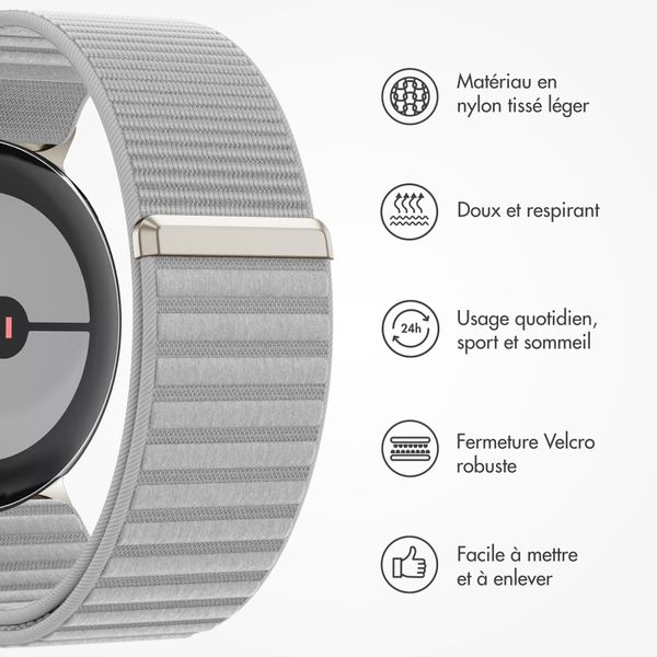 imoshion Bracelet en nylon Google Pixel Watch / Watch 2 / Watch 3 / Watch 4 (41 mm) - Gris clair