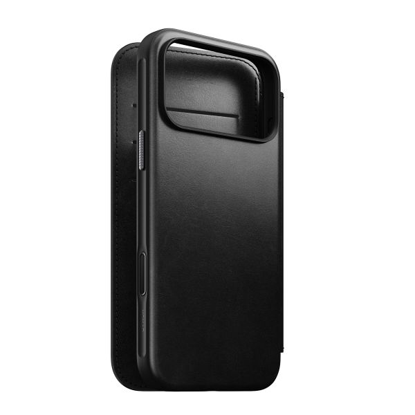 Nomad Étui de style livre folio moderne en cuir Horween avec MagSafe Apple iPhone 17 Pro Max - Noir