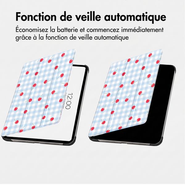 imoshion Coque tablette Design Trifold Apple iPad Air 11 pouces (2026) M4 / (2025) M3 / (2024) M2 / Air 5 (2022) / Air 4 (2020) - Cherry Check