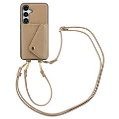 Selencia Coque de télephone Sera avec cordon et porte-cartes enveloppe Samsung Galaxy S25 / S24 - Taupe