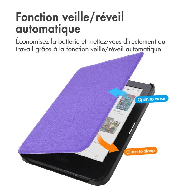 imoshion Étui de liseuse portefeuille Canvas Kobo Clara Colour / BW - Violet