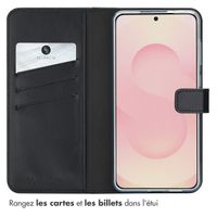 Selencia Étui portefeuille en cuir véritable Samsung Galaxy S25 Edge - Noir