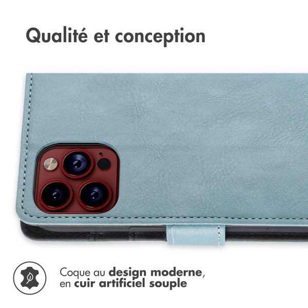 imoshion Étui de télephone portefeuille de luxe Apple iPhone 15 Pro - Bleu clair