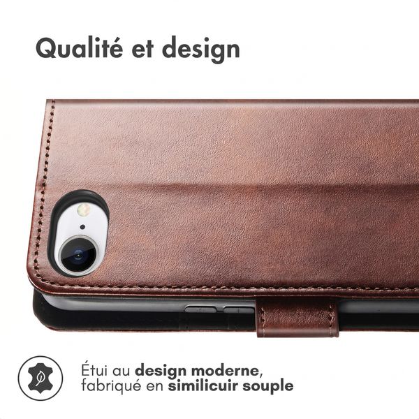 imoshion Étui de télephone portefeuille de luxe Apple iPhone 17e / 16e - Marron foncé