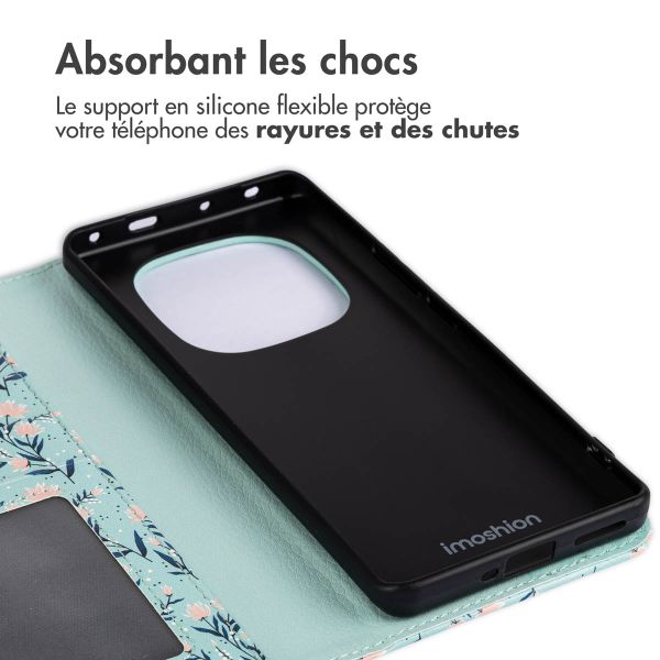 imoshion Étui de télephone portefeuille Design Xiaomi Redmi Note 14 Pro (5G) / 14 Pro Plus (5G) - Blue Flowers