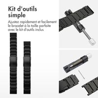 Accezz Bracelet en acier Titane mat  - Connexion Garmin 22 mm - Noir