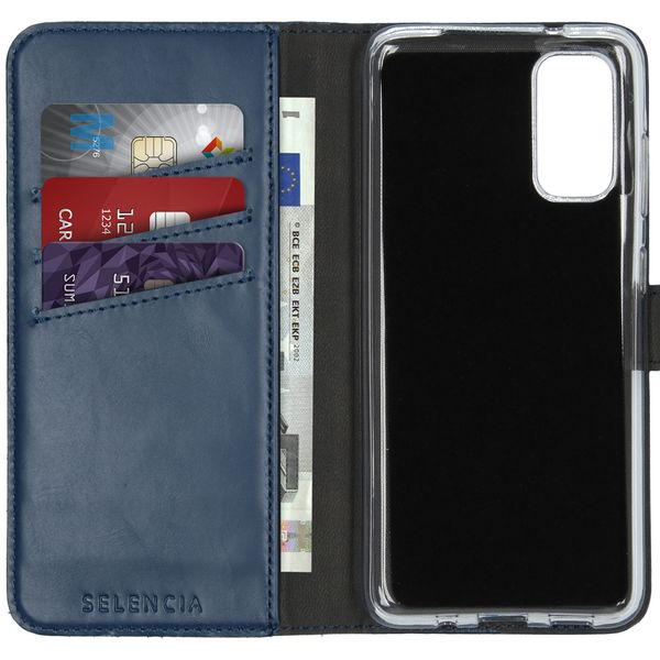 Selencia Étui portefeuille en cuir véritable Samsung Galaxy S20 - Bleu