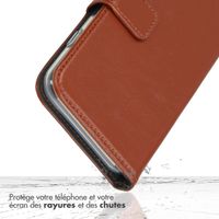 Selencia Étui portefeuille en cuir véritable Apple iPhone 15 Plus - Marron clair