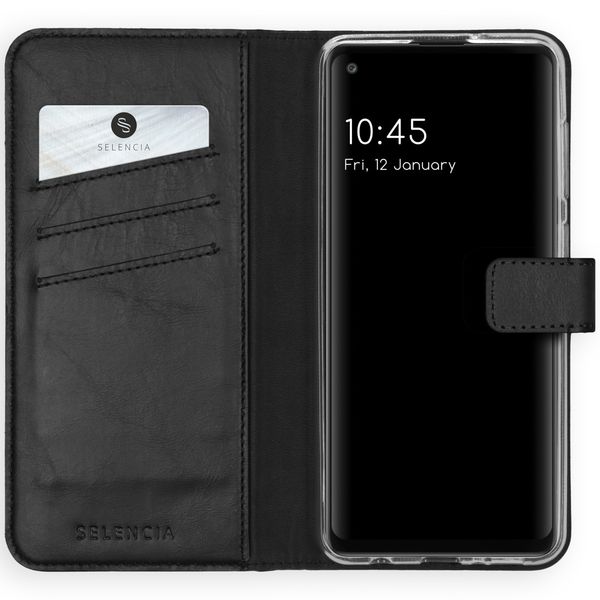 Selencia Étui portefeuille en cuir véritable Samsung Galaxy A21s - Noir