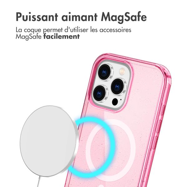 imoshion Coque Pailletée avec MagSafe Apple iPhone 16 Pro - Paillettes Rose