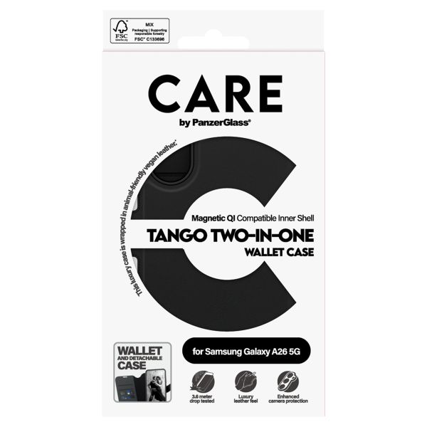 CARE by PanzerGlass Étui de télephone portefeuille Tango 2 en 1 avec MagSafe Samsung Galaxy A26 - Black