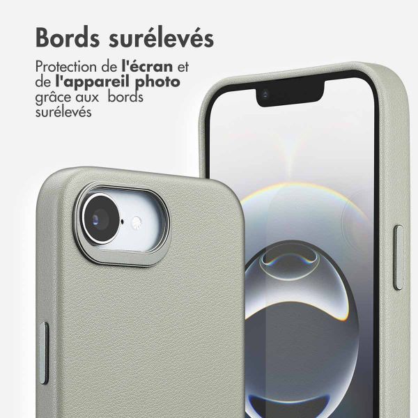 Accezz Coque arrière en cuir avec MagSafe Apple iPhone 17e / 16e - Light Grey