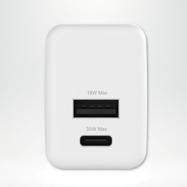 imoshion Adapteur secteur - Chargeur - USB-C + USB-A - Power Delivery et Quick Charge - 35W - Blanc