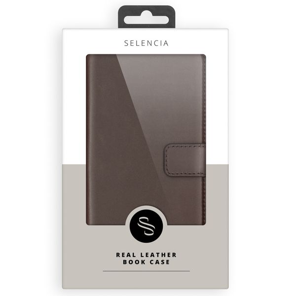 Selencia Étui portefeuille en cuir véritable Samsung Galaxy S21 Plus - Marron