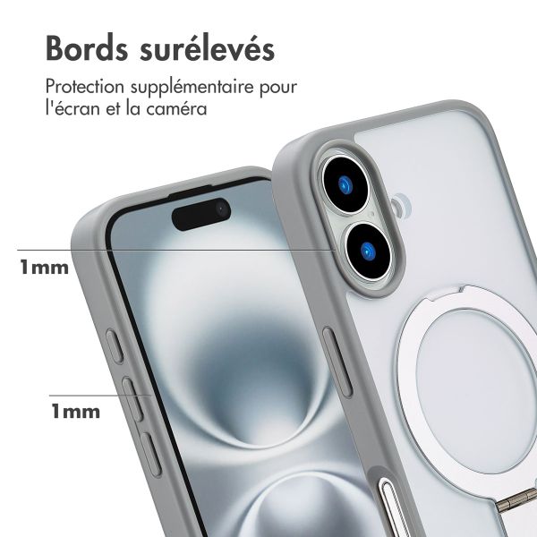 Accezz Coque Ring Stand avec MagSafe Apple iPhone 16 - Gris