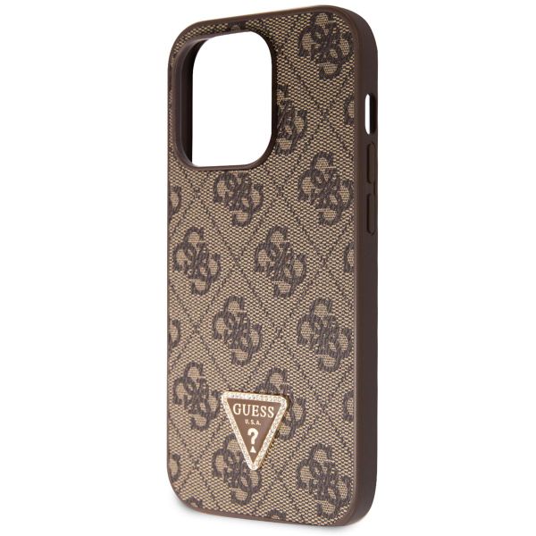 Guess Coque 4G Logo Triangle Strass Apple iPhone 15 Pro - Marron