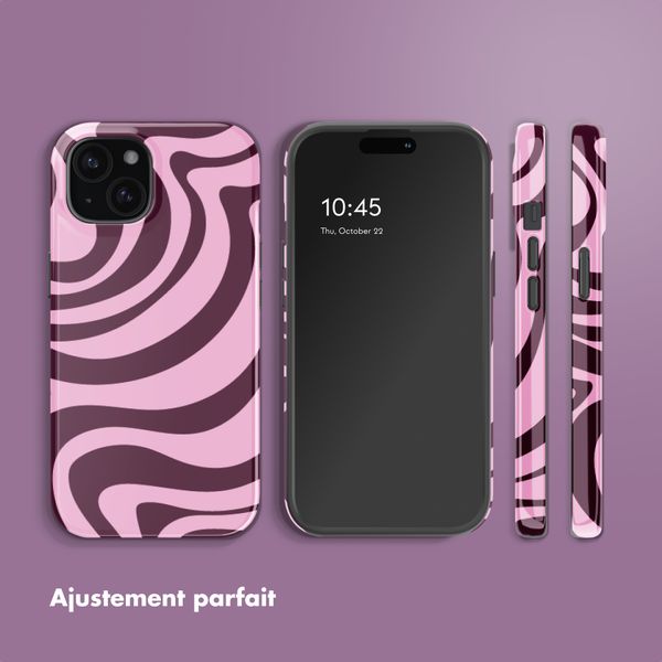 Selencia Coque arrière Vivid Apple iPhone 15 - Wavy Swirl Pink Plum