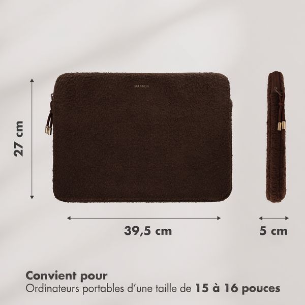 Selencia Housse laptop teddy 15-16 pouces - Choco Brown