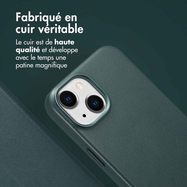 Accezz Étui de télephone portefeuille en cuir 2-en-1 avec MagSafe Apple iPhone 14 - Cedar Green