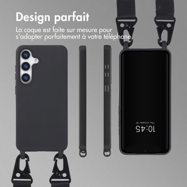 Selencia Coque silicone avec cordon amovible Samsung Galaxy S25 Plus - Noir