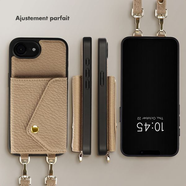 Selencia Coque de télephone Sera avec cordon et porte-cartes enveloppe Apple iPhone 17e / 16e - Taupe