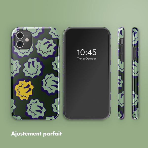 Selencia Coque arrière Vivid Apple iPhone 11 - Wavy Smiley Green