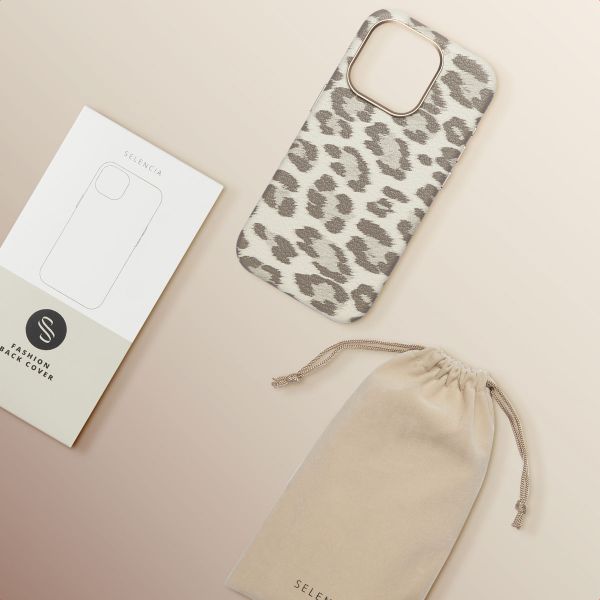Selencia Coque Sabi imprimé panthère avec MagSafe Apple iPhone 15 Pro - Soft Ivory