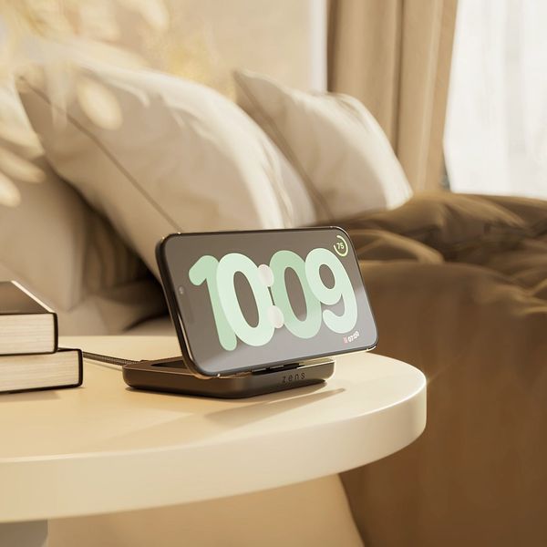 Zens Magnetic Nightstand Charger - Chargeur sans fil 15W - Magsafe et Qi2 - Noir