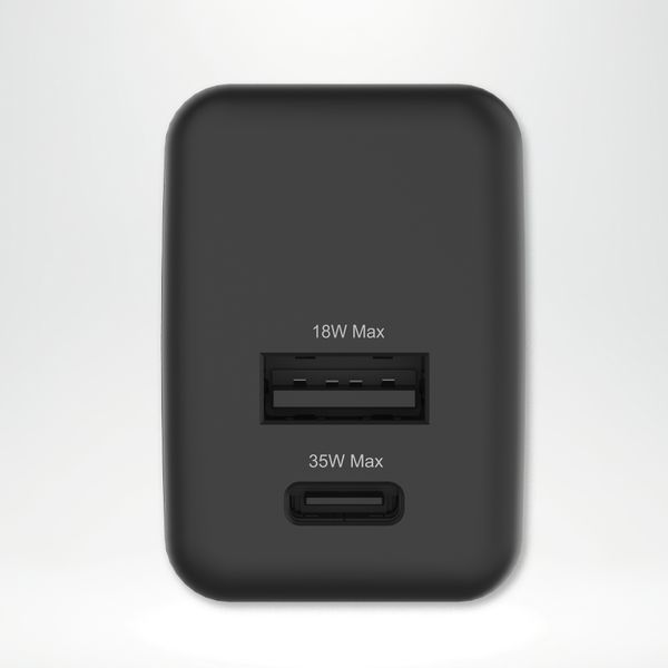 imoshion Adapteur secteur - Chargeur - USB-C + USB-A - Power Delivery et Quick Charge - 35W - Noir