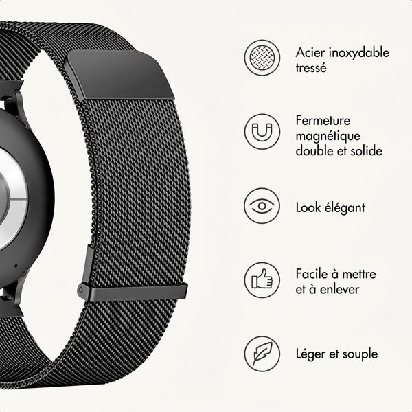 imoshion Bracelet magnétique milanais  - Connexion universelle 20 mm - Noir