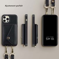Selencia Coque de télephone Sera avec cordon et porte-cartes enveloppe Apple iPhone 12 (Pro) - Noir