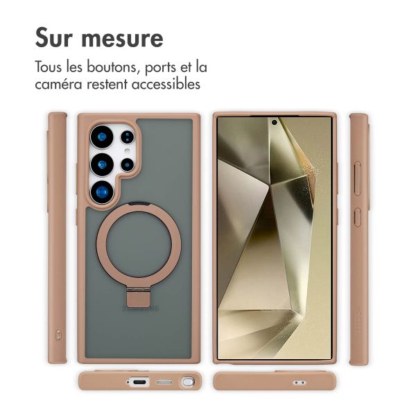 Accezz Coque Ring Stand avec MagSafe Samsung Galaxy S24 Ultra - Marron