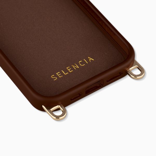 Selencia Coque arrière Rivièra avec MagSafe avec crochets amovibles Apple iPhone 17e / 16e - Choco Brown
