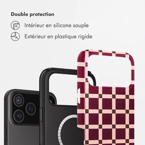 Selencia Coque arrière Vivid avec MagSafe Apple iPhone 18 Pro Max / 17 Pro Max - Check This Burgundy