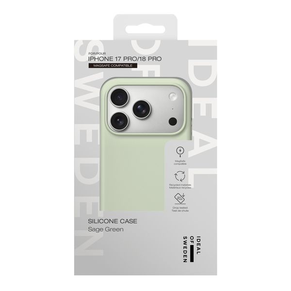 iDeal of Sweden Coque en silicone avec MagSafe Apple iPhone 18 Pro / 17 Pro - Sage Green