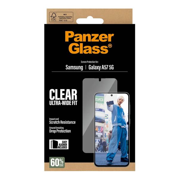 PanzerGlass Protection d'écran Ultra-Wide Fit Anti-bactérienne avec applicateur Samsung Galaxy A57 (5G)