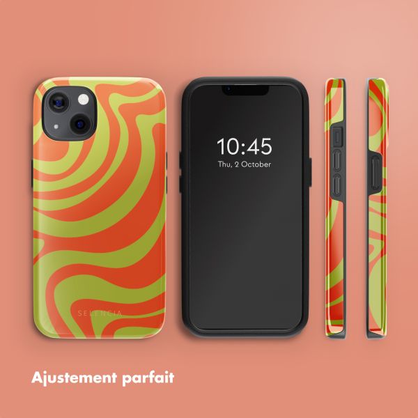 Selencia Coque arrière Vivid avec MagSafe Apple iPhone 13 - Wavy Swirl Orange Fern