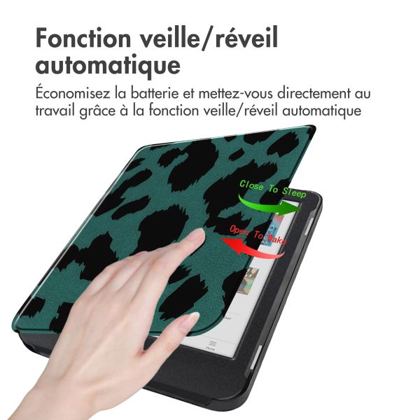 imoshion Design Slim Hard Case Sleepcover Kobo Clara Colour / BW - Green Leopard