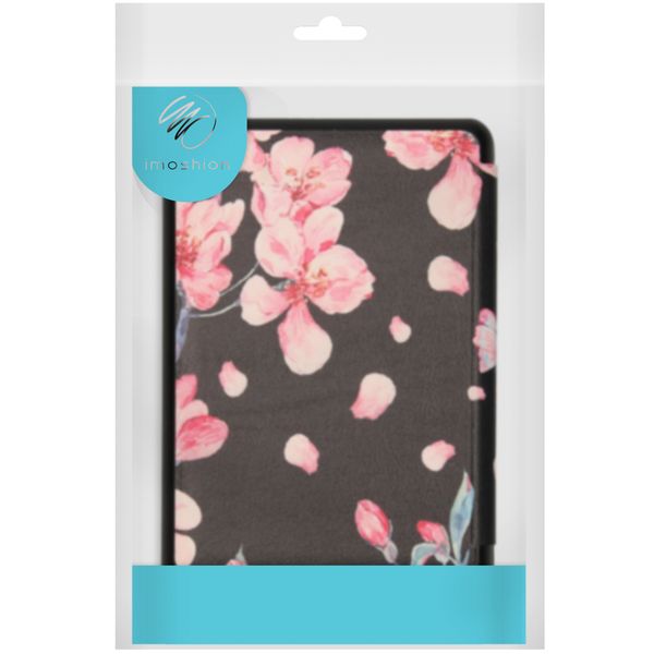 imoshion Design Slim Hard Case Sleepcover Kobo Clara HD - Blossom Watercolor Black