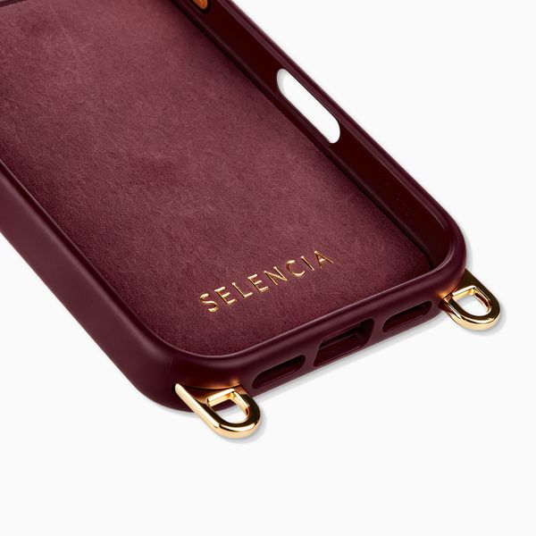 Selencia Coque arrière Rivièra avec MagSafe avec crochets amovibles Apple iPhone 18 Pro / 17 Pro - Bold Burgundy