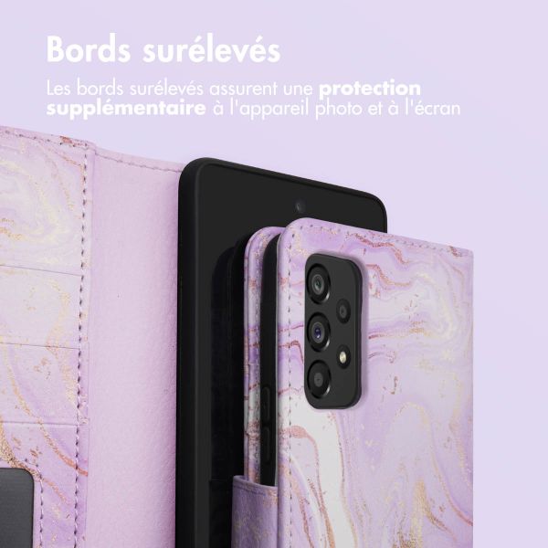imoshion Étui de télephone portefeuille Design Samsung Galaxy A53 - Purple Marble