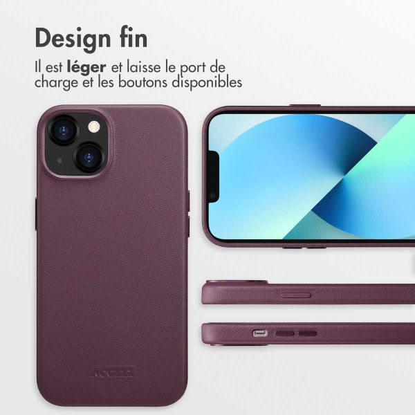 Accezz Coque arrière en cuir avec MagSafe Apple iPhone 13 - Heath Purple